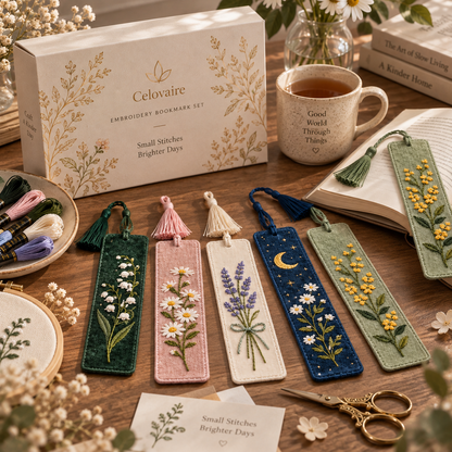 Embroidered Botanical Bookmark Set